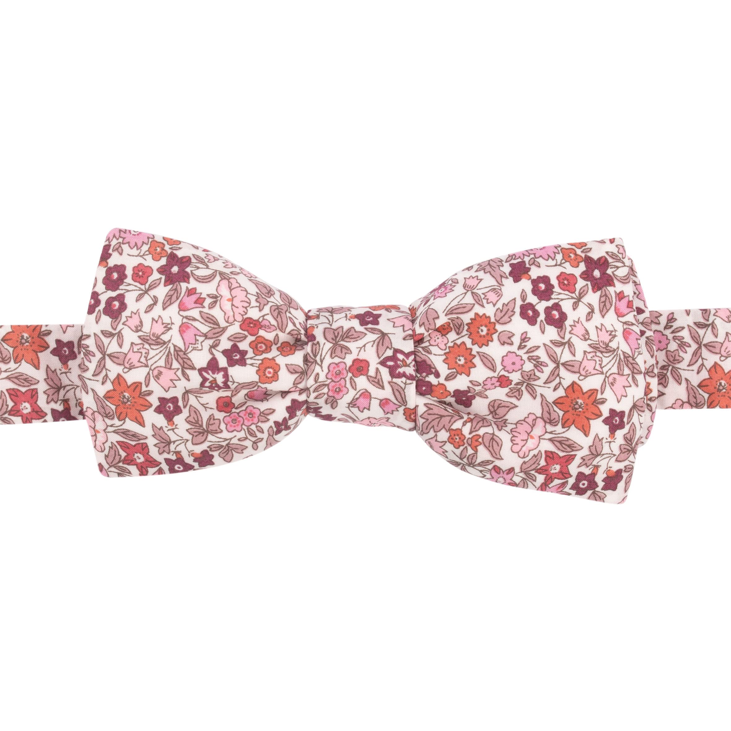 Noeud Papillon Liberty Ava bordeaux rose - Made in France