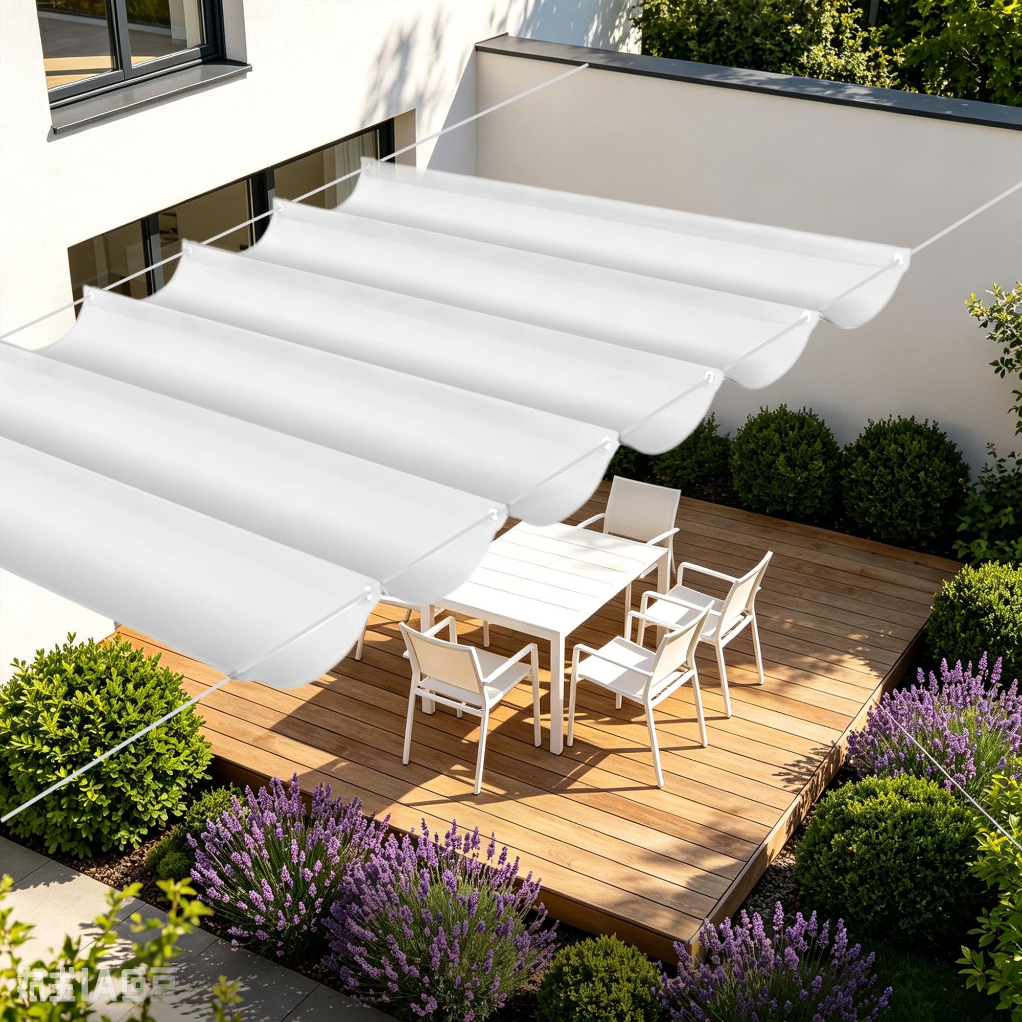Voile d'ombrage rétractable 800x450 cm blanc pour éviter chaleur et pluie