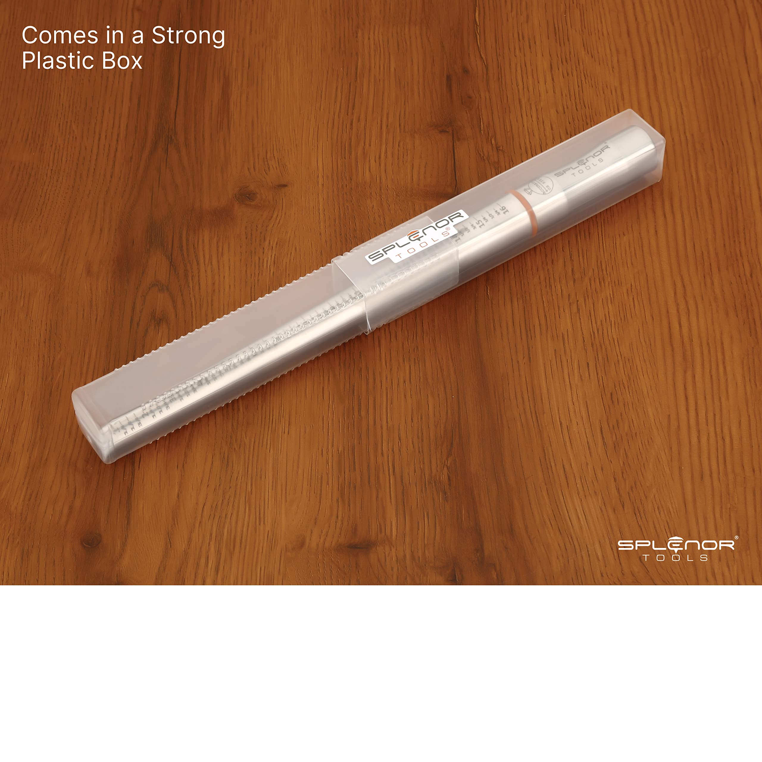 Splenor Tools 33 cm solidny trzpień pierścieniowy ze stali nierdzewnej bez rowków - do pomiaru i formowania pierścieni, narzędzie do produkcji biżuterii, rozmiar pierścionka, rozmiar (US 1-16)