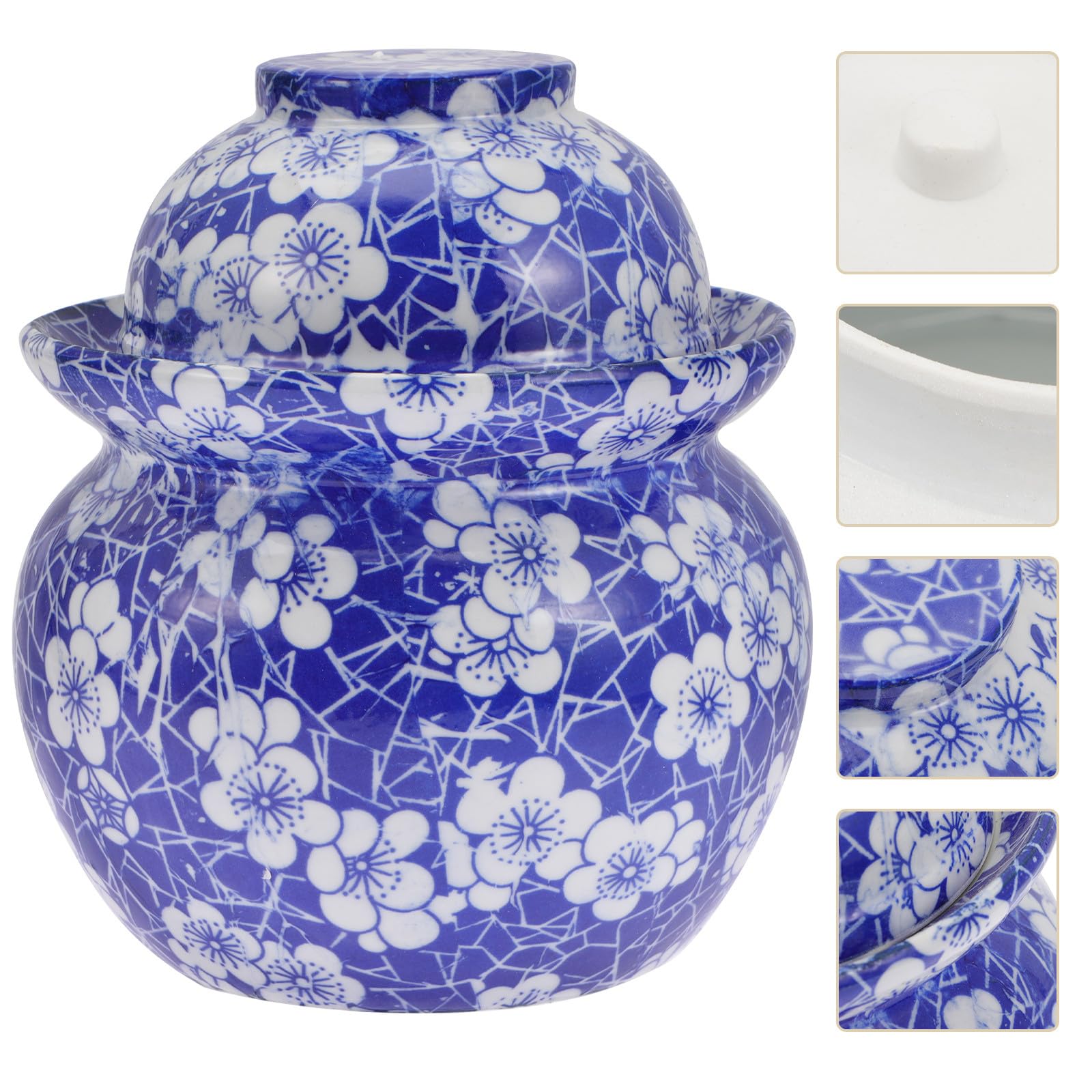 TOYANDONA Tarro de Cerámica Tapa Hermética Rebabas para Almacenar Pepinillos Cocina, Recipiente de Gran Capacidad para Conservar Alimentos Frescos