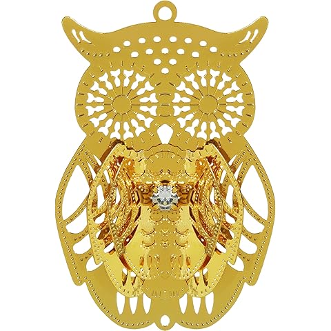 10pcs Gold Owl Metal Suncatcher Parts Hanging Window Pendant DIY Ornament Hand-Crafts Gifts