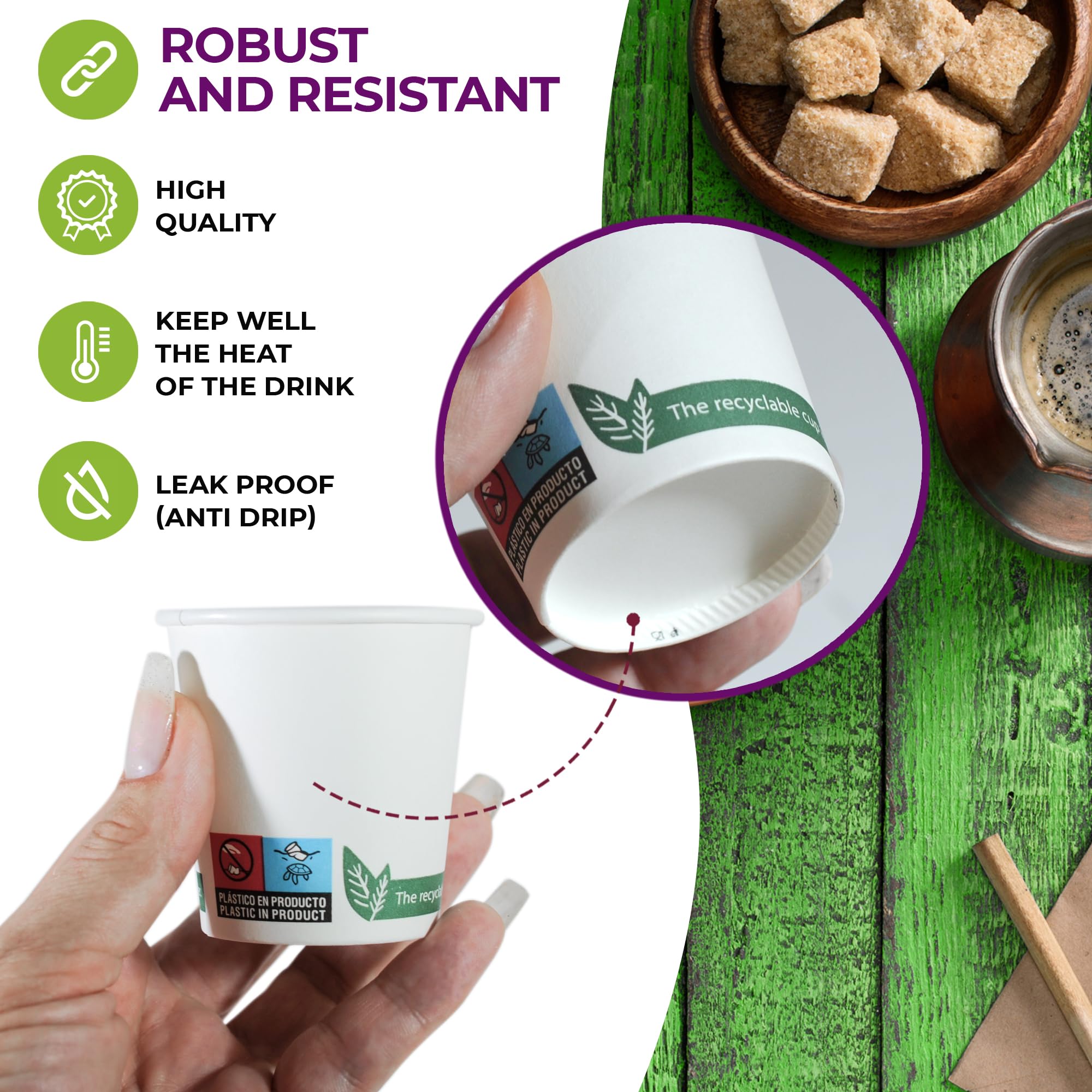 400 gobelets à café jetables en carton blanc 120 ml, gobelets jetables en carton blanc avec agitateurs à café en bois. Pour les boissons chaudes et froides. (Lot de 2)