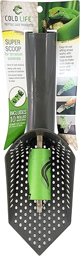 Cold Life Super Scoop Sifter Terrarium Bedding Substrato y pala limpiadora de jaula para mascotas pequeñas con bolsas de 10 unidades