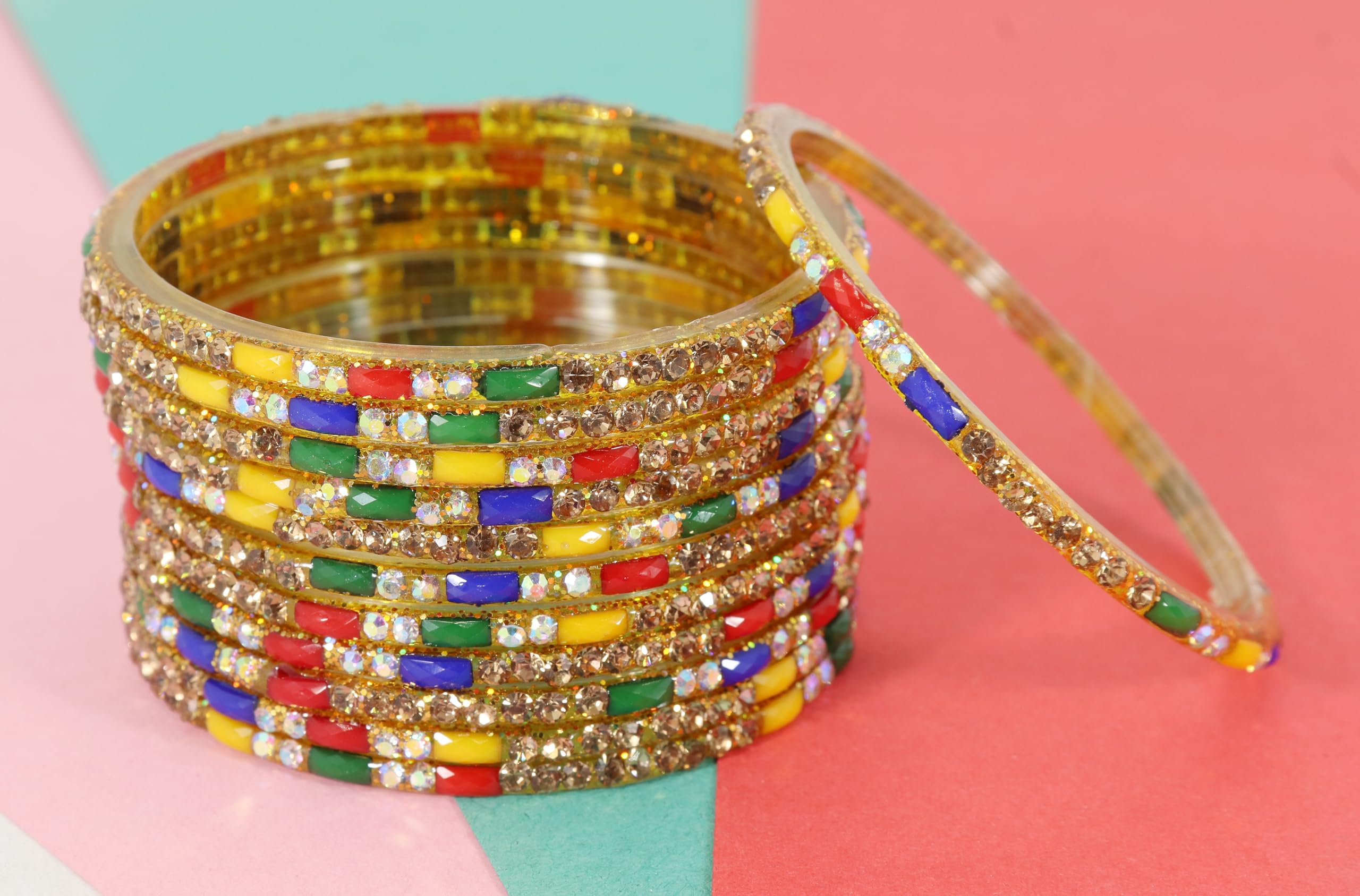 Stylish Green Glass Bangle Bracelet 2.8 Size