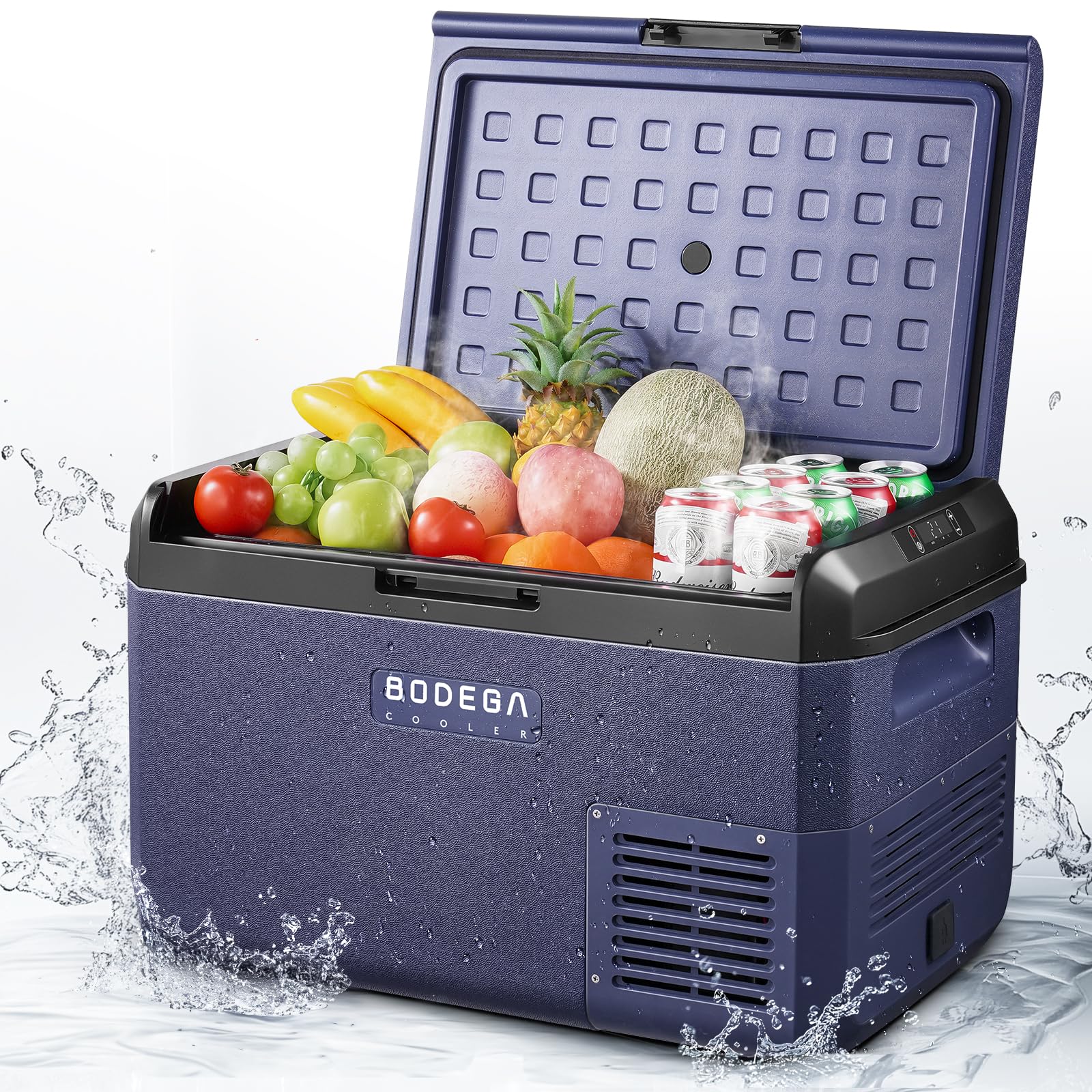 BODEGACOOLER 12 Volt Car Refrigerator, 42QT(40L) IPX4 Waterproof Electric Cooler, 31dB Ultra-Quiet Car Fridge APP Control with 12/24V DC 110-240V AC, -4℉~68℉, Portable for Truck RV Camping, Travel