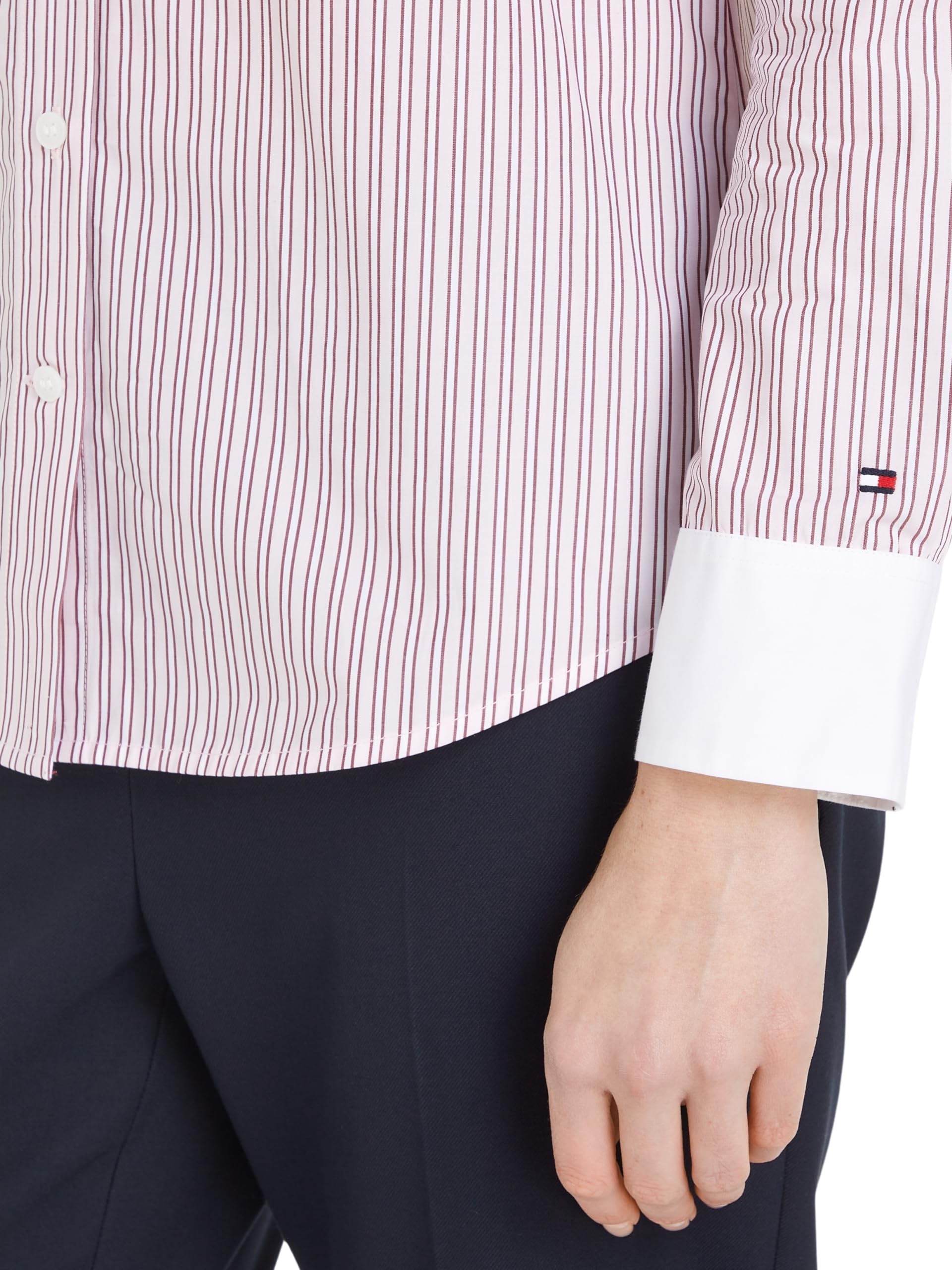 Tommy Hilfiger Donna Camicia Stripe Regular Shirt in Cotone