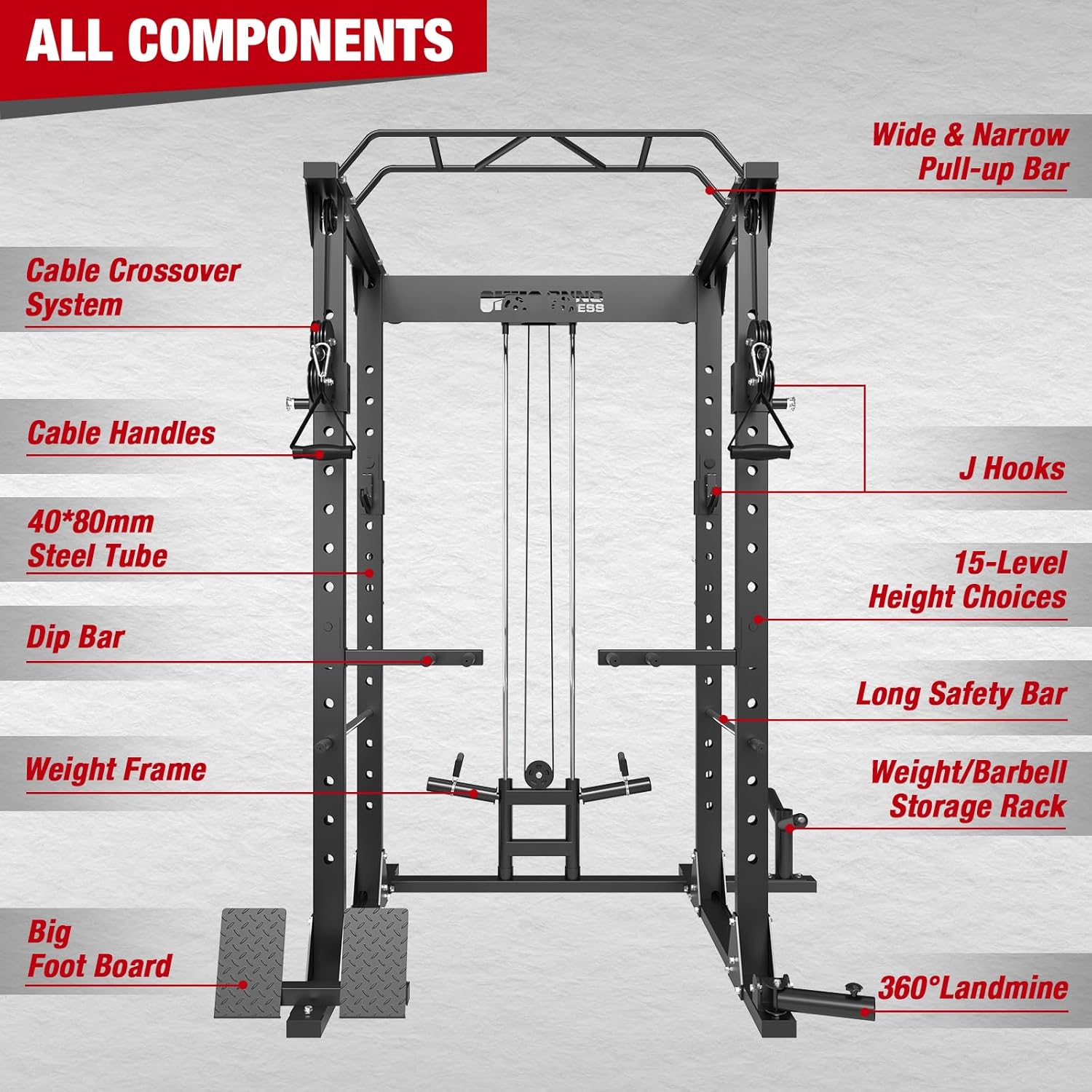 ONNO ONNO Power Cage – 1500LBS Capacity with Adjustable Cable Crossover System - Image 5