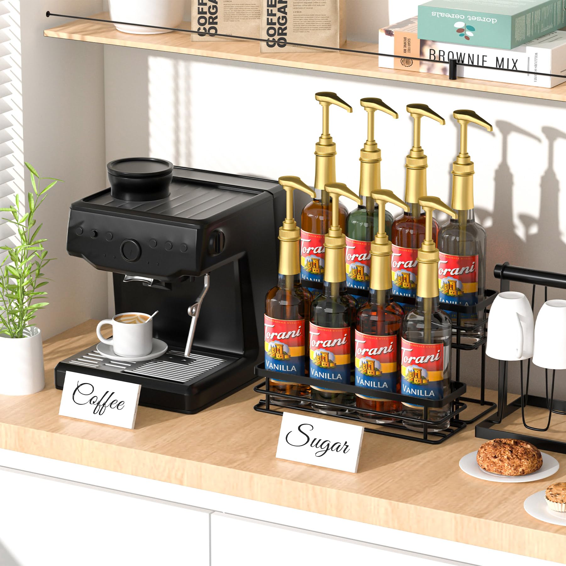 Snapklik.com : 6 Bottle Coffee Syrup Organizer Rack, 2 Tier Coffee ...