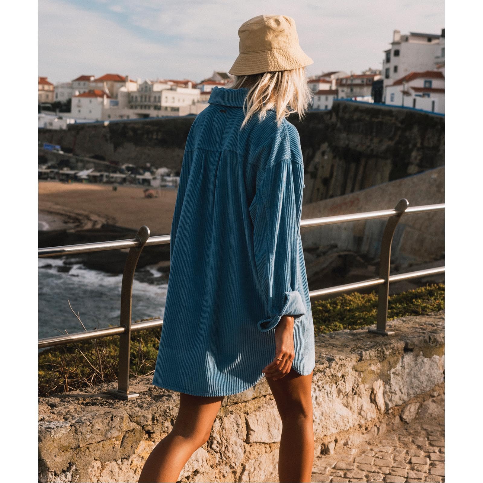 BILLABONG Robe chemise d'hiver à manches longues en velours côtelé pour femme