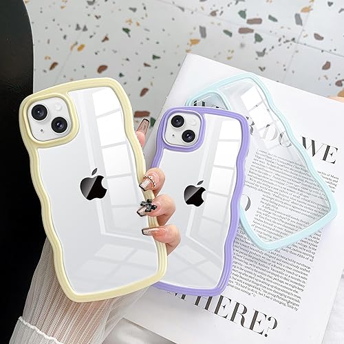 Miniatura 3 de Jmltech Funda para iPhone 15 Plus, diseño femenino rizado, ondulado, transparente, de silicona, híbrido, a prueba de golpes, ultrafino, estético,