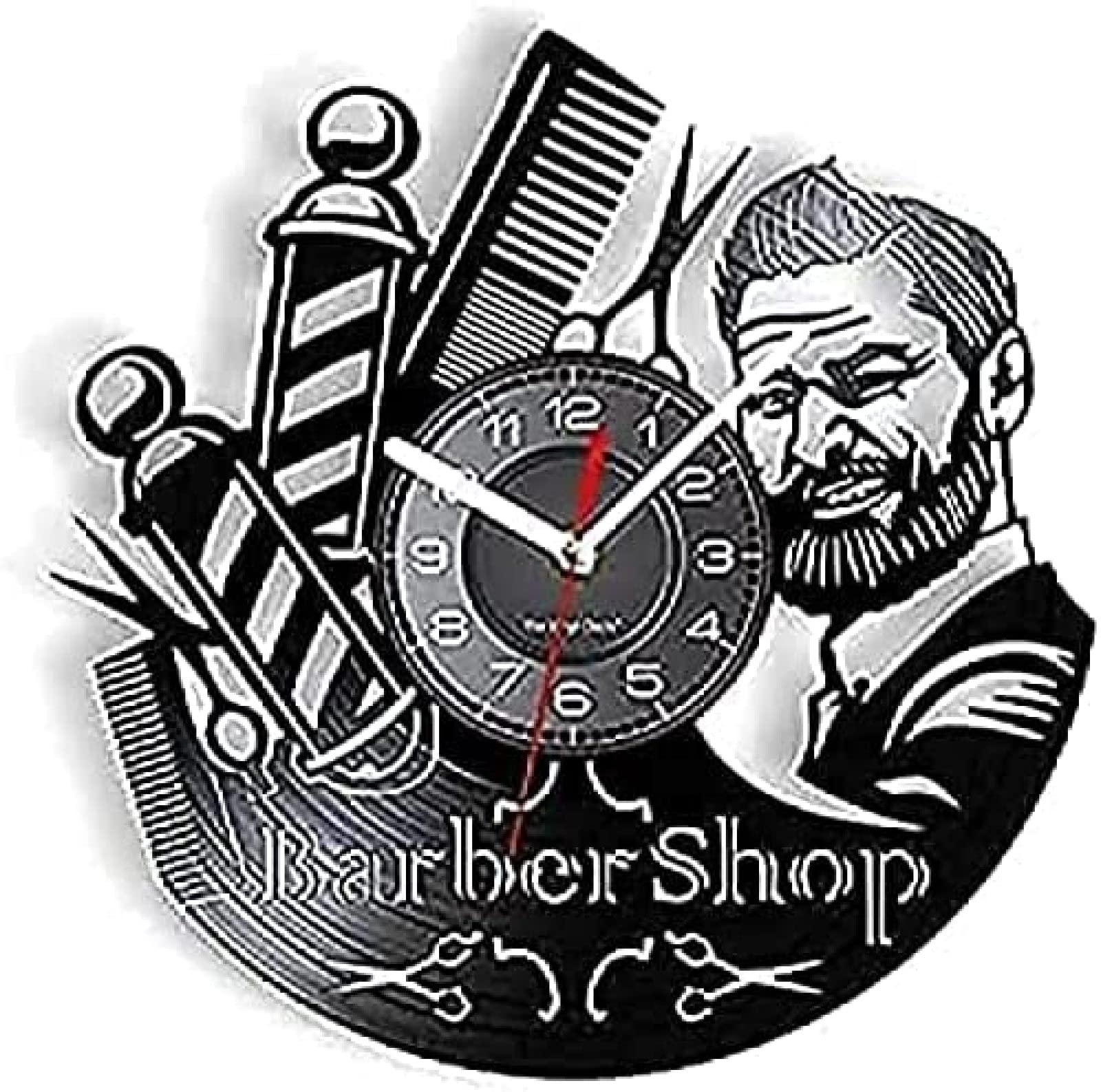 Buy Vinyl Clock Wall Clock 12 Inch Barber Shop Sign Wall Clock Barbers