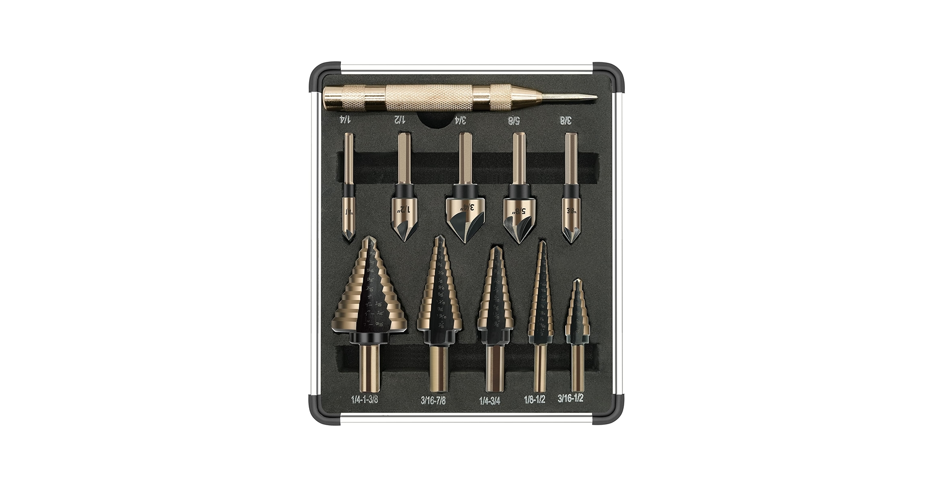 6 Pc Step Drill Bit Set With Automatic Center Punch Botswana