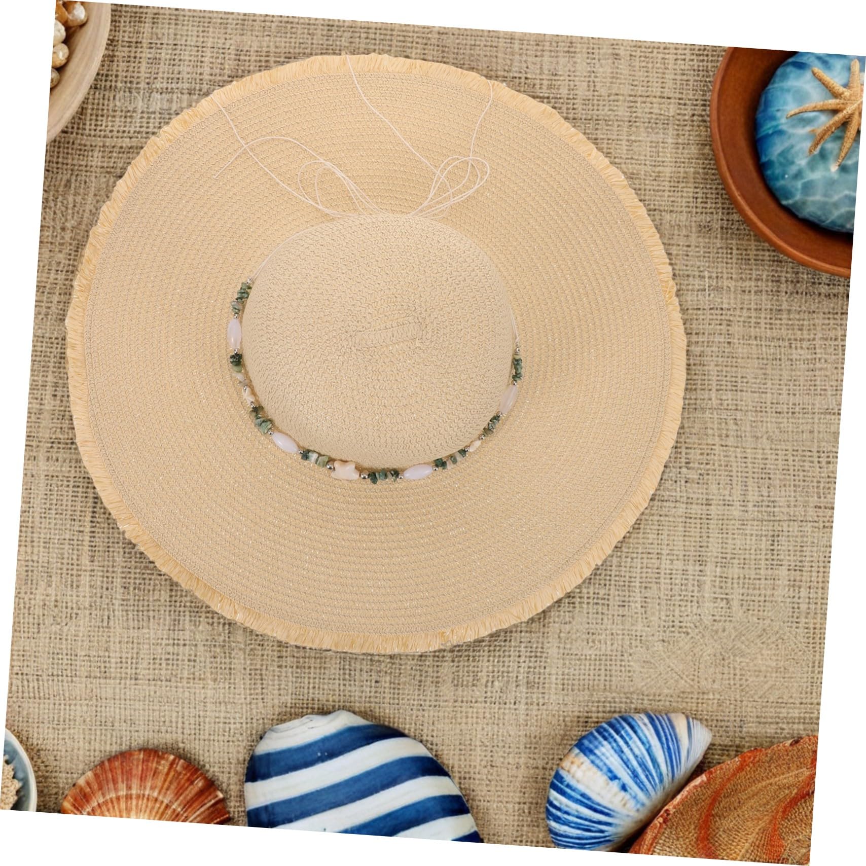 SOIMISS Sombrero de Playa de Paja con ala Ancha para Mujer Protección UV Plegable y Transpirable para Verano Vacaciones y Actividades al Aire