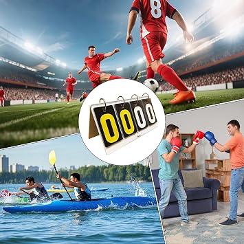 Sports Score Ticker Number Flipper Card Stand | Desktop Tally Board for Gym Tournament Outdoor Baseball Soccer Softball Basketball Volleyball
