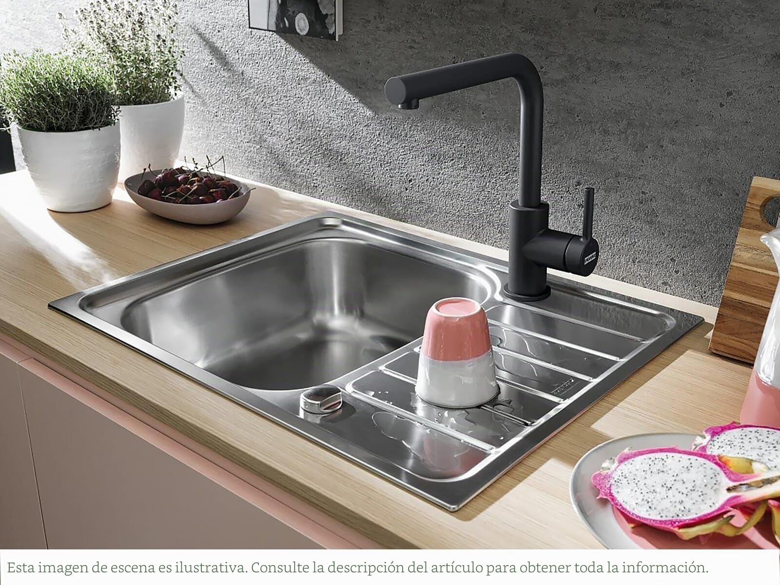 FRANKE 115.0693.393, Grifo del fregadero de la cocina Lina L, Negro mate