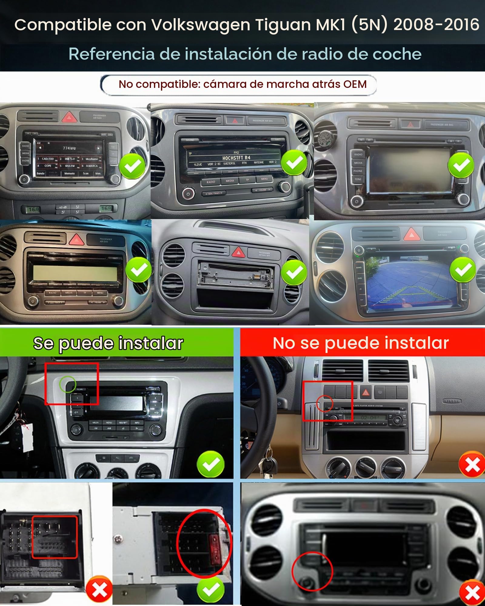 CAMECHO 4G+64G Android 13 Radio 2 DIN para VW Golf 5 Polo Skoda con Carplay Android Auto GPS,Pantalla Táctil de 9 Pulgadas Radio Coche con Bluetooth Mirror Link FM/RDS WiFi SWC y USB