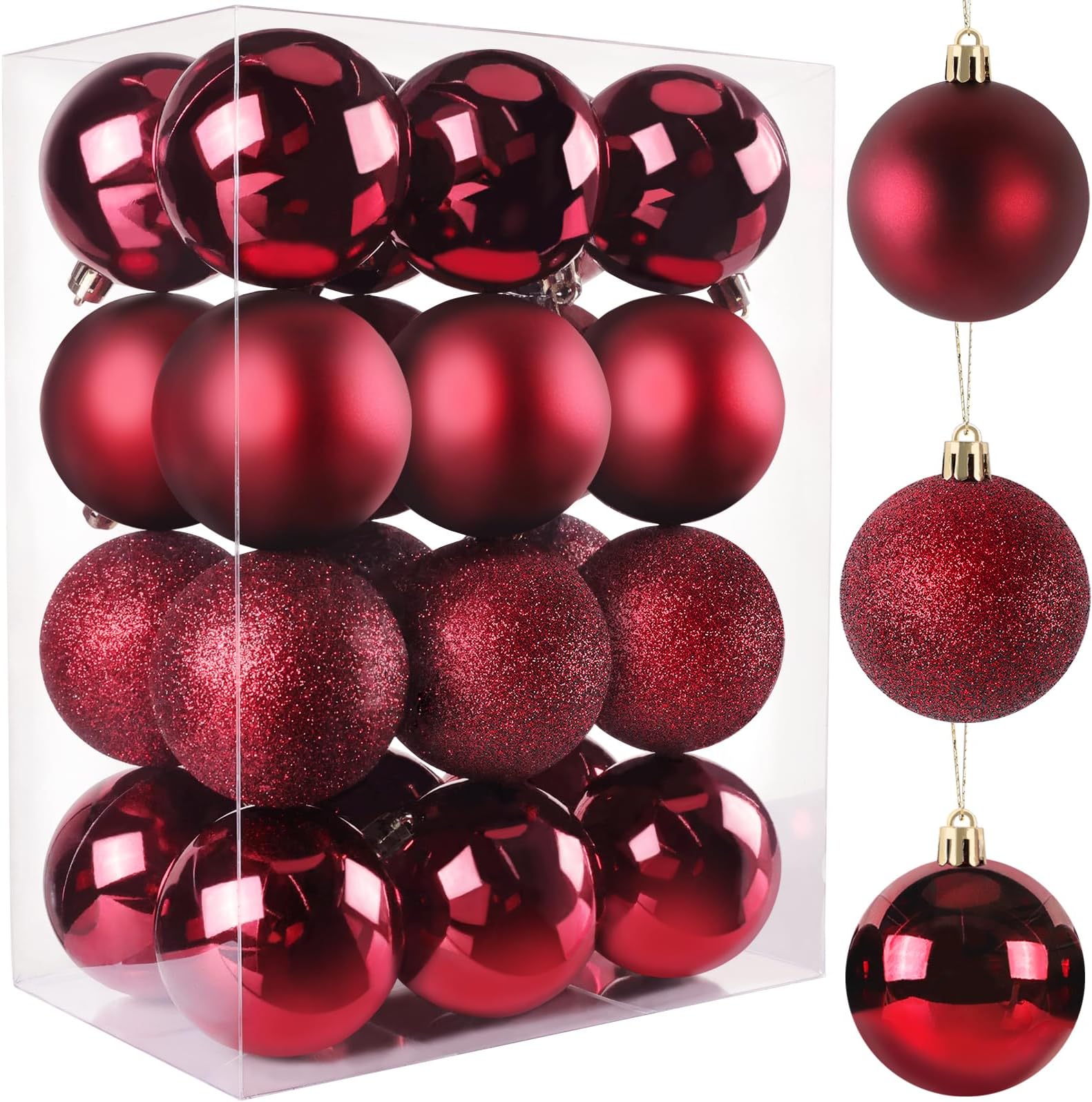TranquilBliss Christmas Tree Decorations 24 Pieces 6 cm Christmas Tree Decorations Perfect for Holidays Christmas Party Table Wreath Christmas Tree Decorations (Maroon Red)