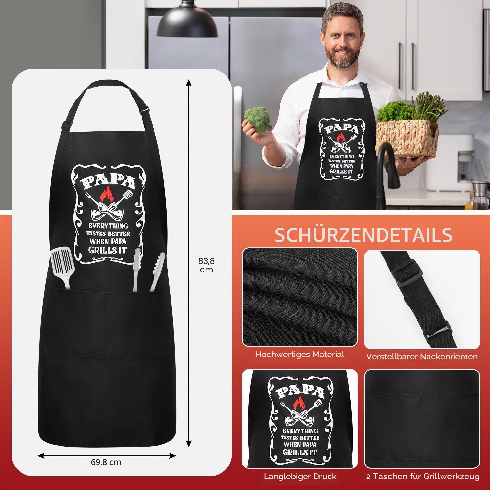 LEJIAJINW Vatertag Opa Papa Geschenke für Papa Papa BBQ Grilltablett Platte Lustiges Vatertagsgeschenk für Ihn Männer Schürze Ehemann Onkel Großvater Ehemann Jahrestag Geburtstag Grillen Geschenkbox