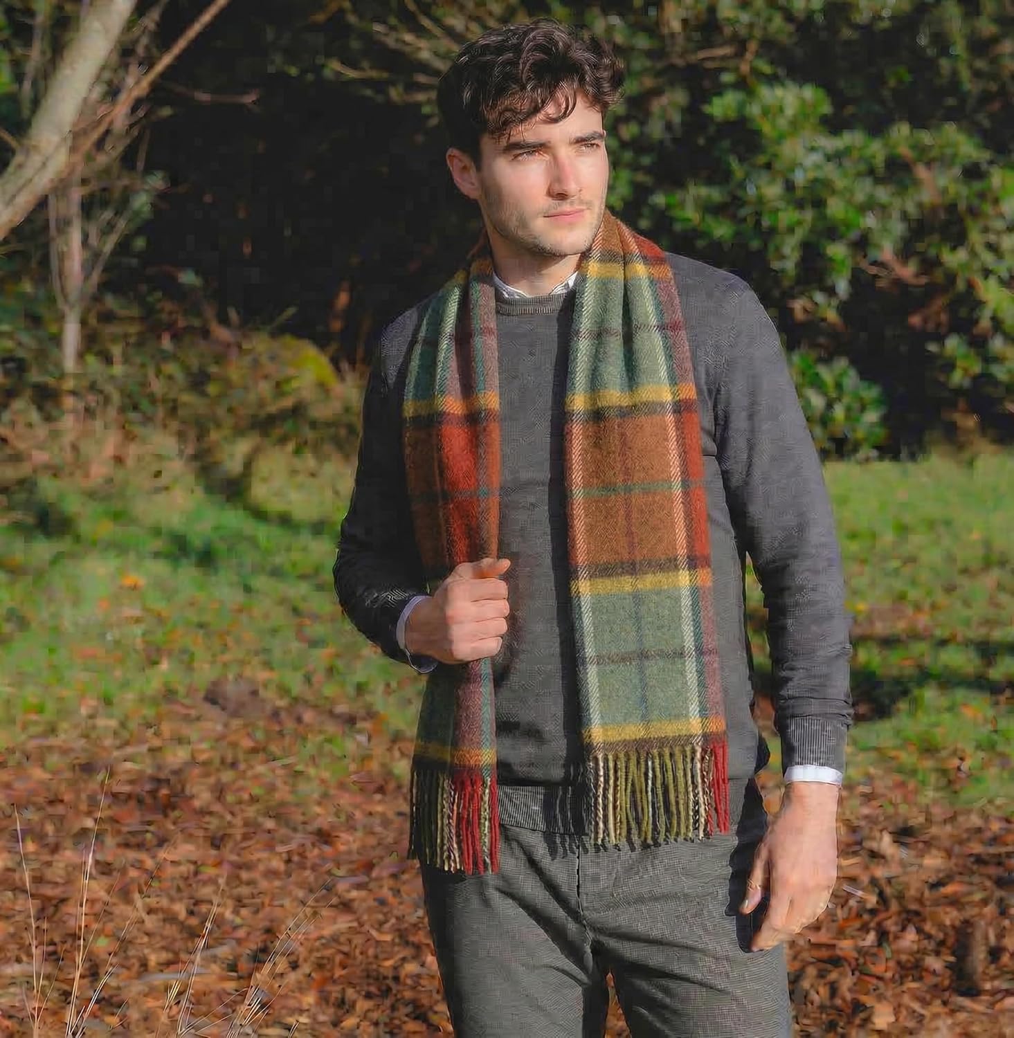 Biddy Murphy 100% Irish Wool Scarf for Women & Men, Soft & Warm, Plaid Tartan, 12" x 60", Made in Ireland