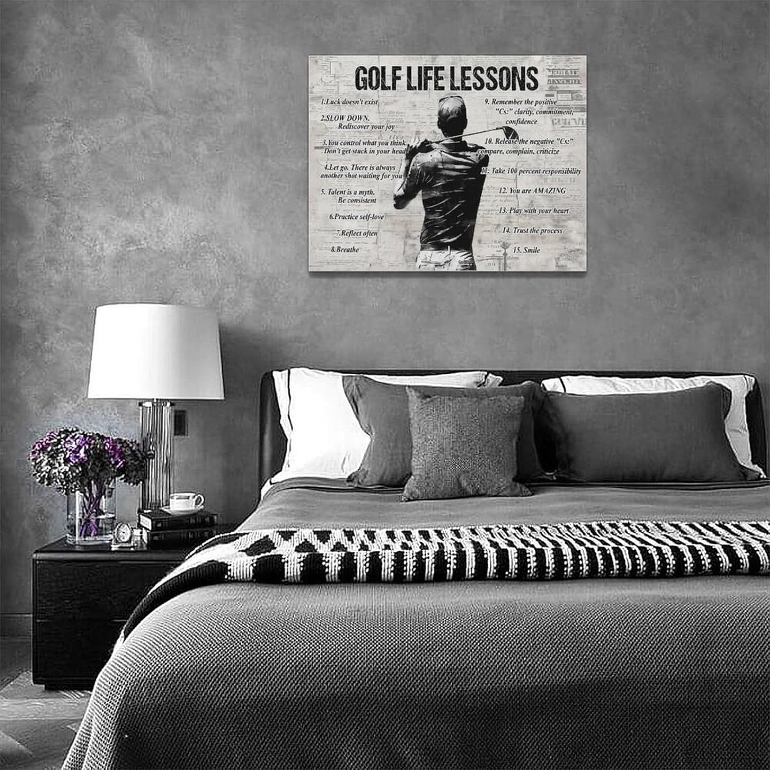 Gyeong Golf Sports Wall Art Golf Life Lessons Wall Decor Golf Sign Retro Poster Boy Men Room Motivational Decorations Canvas Print Painting Artwork for Bedroom Bathroom Living Room 16"x12" - Image 7