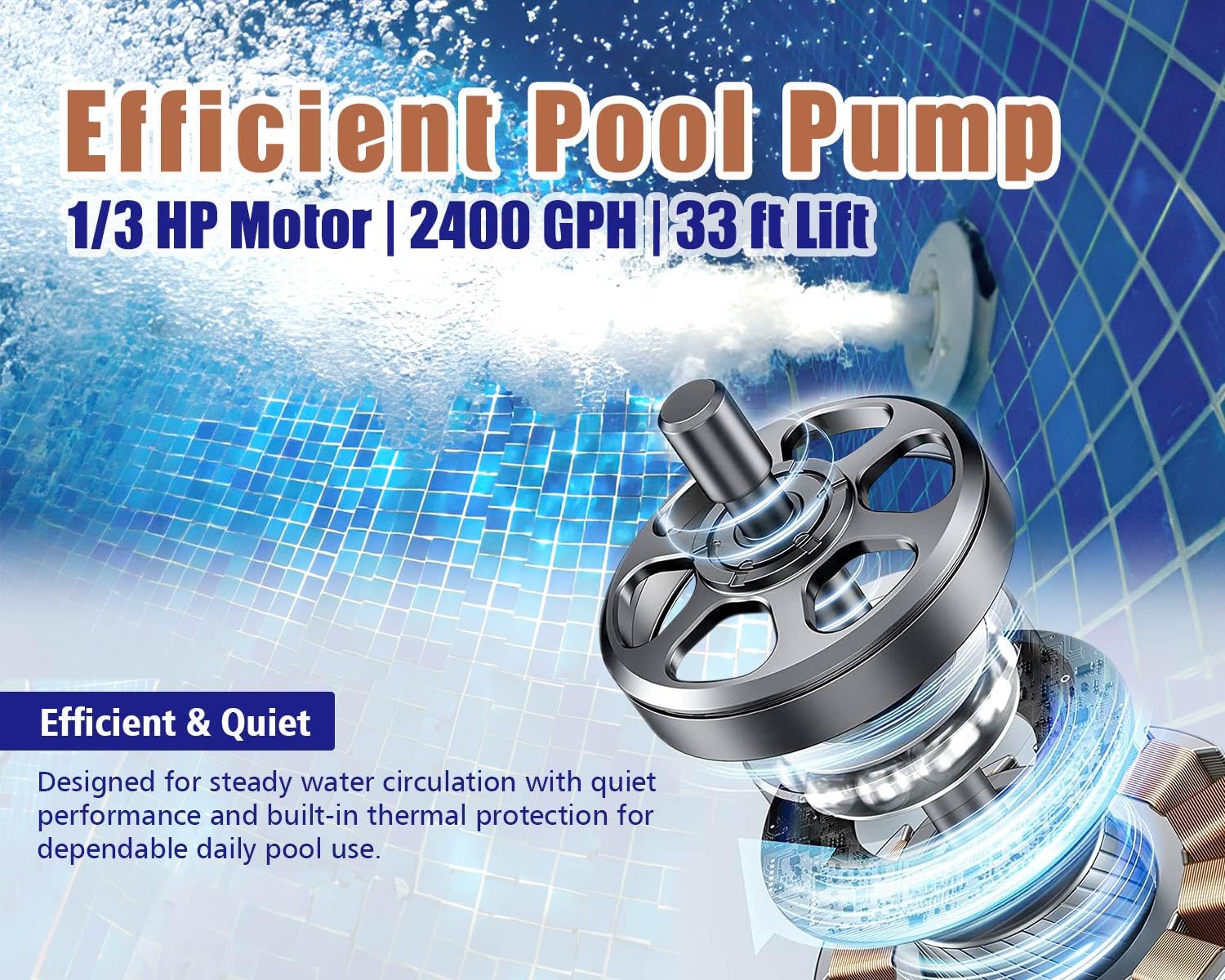 CIPU SFPS12501 Système de pompe à sable de 30,5 cm avec valve à 4 voies pour piscines hors sol avec préfiltre Pompe de piscine 115 V Cordon de 1,8 m pour installation facile