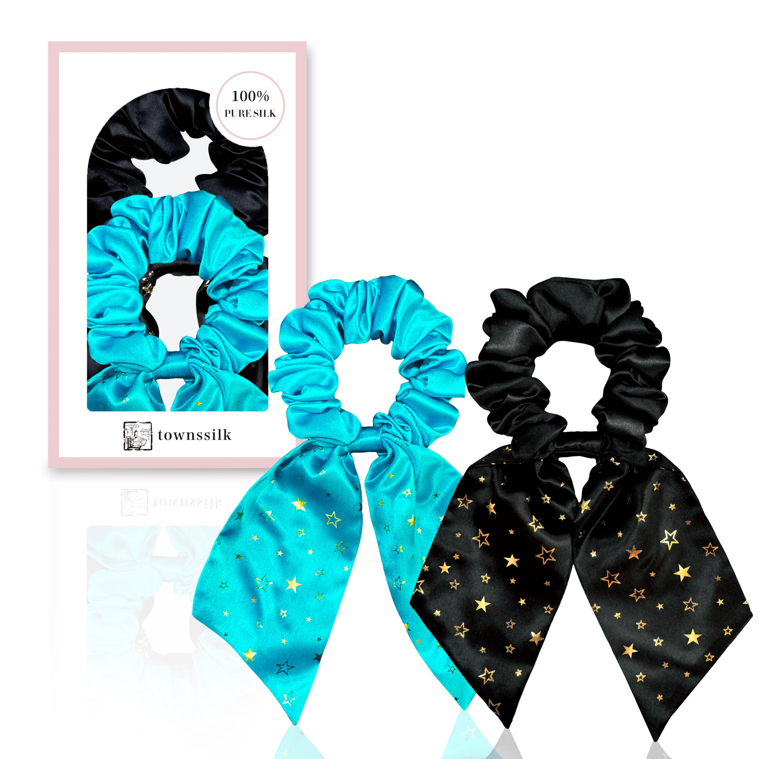 Townssilk Silk Skinnie Haargummis, 100% reine Maulbeerseide, 22 Momme, haarfreundliche, luxuriöse, elastische Haargummis