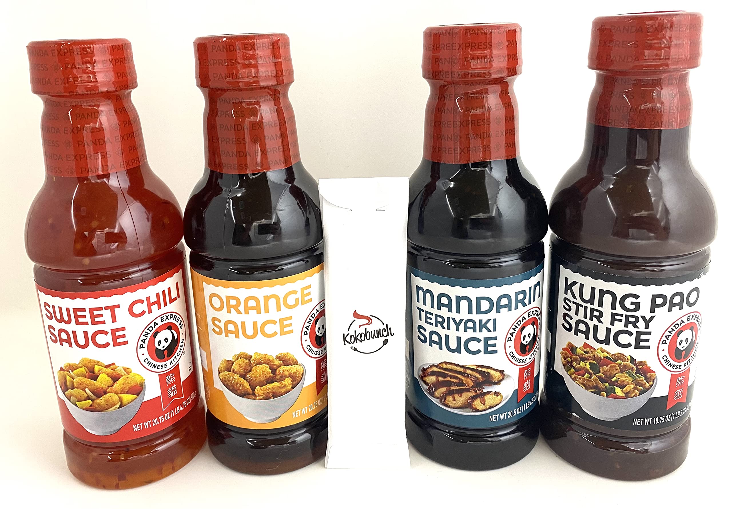Panda Expess Gourmet Chinese Sauce Variety Bundle | Sweet Chili | Orange Chicken | Mandarin Teriyaki | Stir Fry With Kokobunch Kit 4 PACK