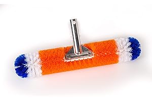 Pool Cleaning Brush Head: Blue Torrent Brush (18 Inches, Orange/White/Blue)