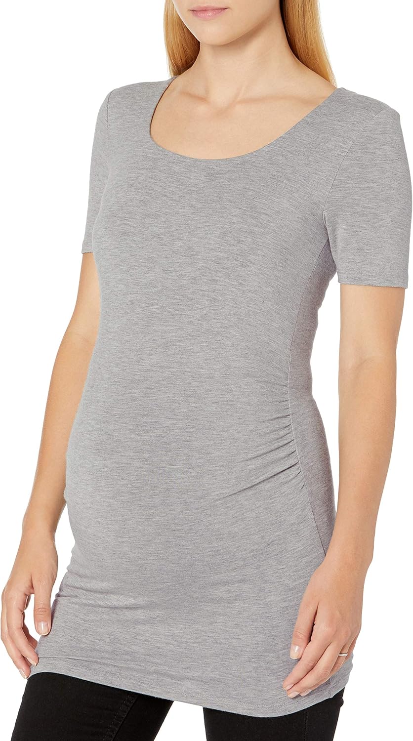 Amazon Essentials Women's Maternity Short-Sleeve Rouched Scoopneck T-Shirt, Pack of 2 - Image 2