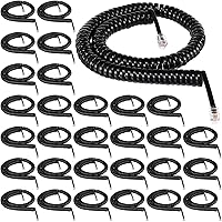 Vista 1 de Kanayu 20 Pack Black Phone Handset Cord 12ft Telephone Cord for Landline Coiled Phone Wire Bulk for Use with All Landline Telephone Line Replacement