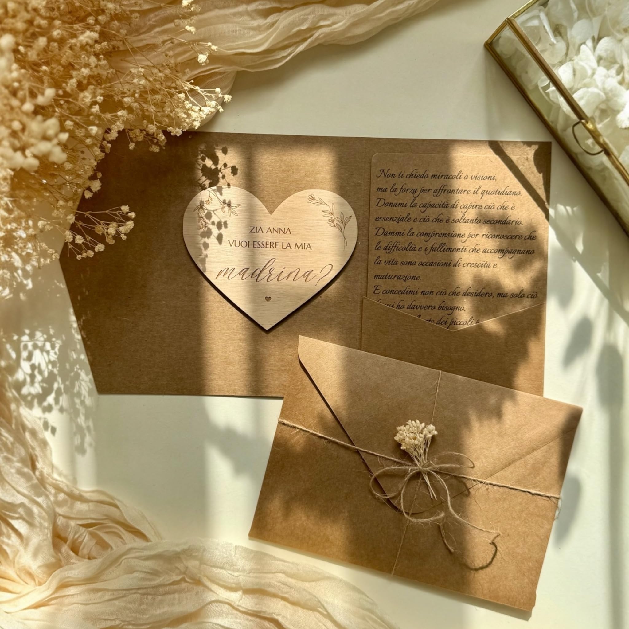 Bifulco Biancheria Targhetta Heart Personalizzata Vuoi Essere la Mia Madrina? Regalo Battesimo Cresima
