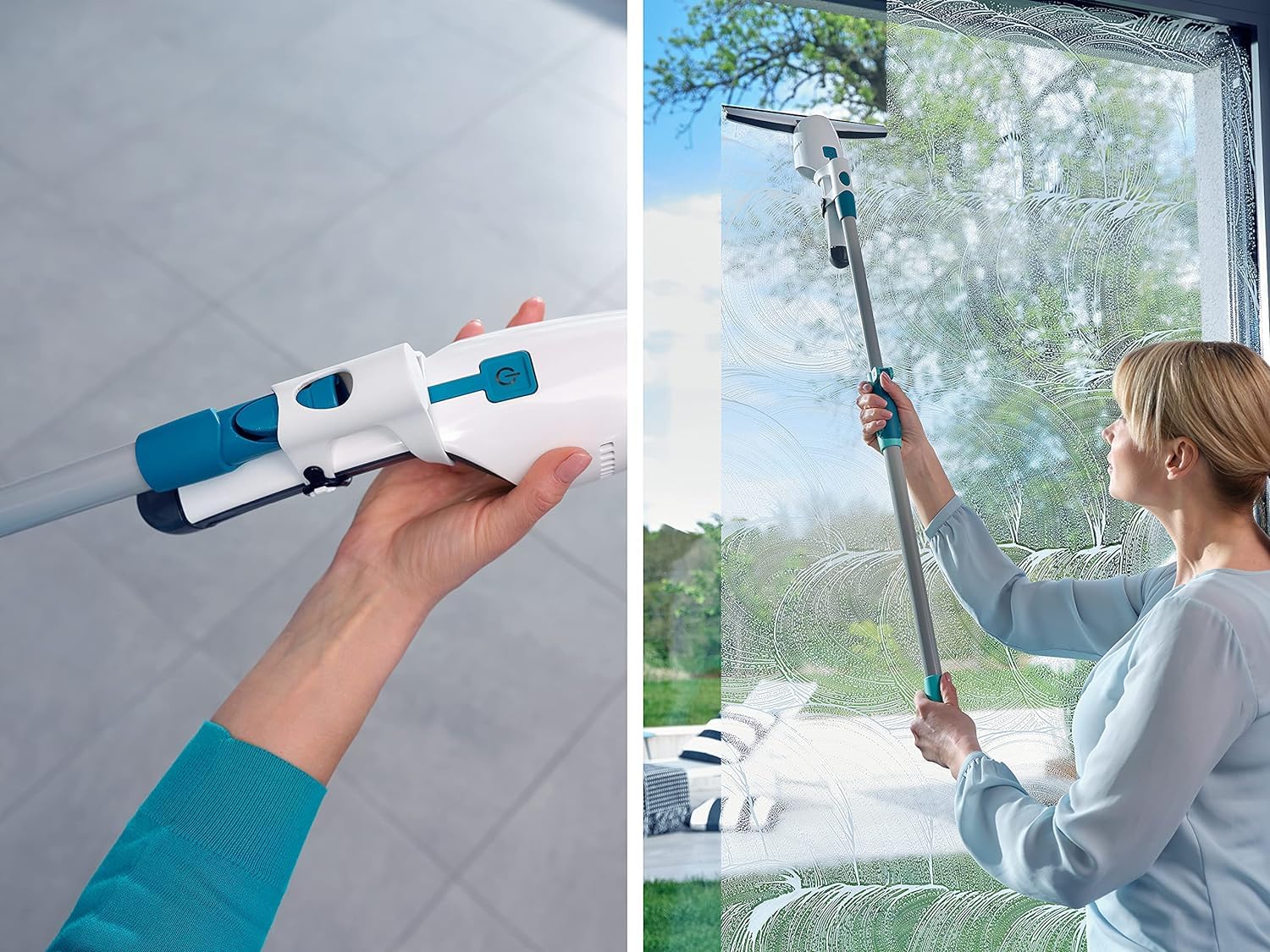 Leifheit Aspirateur à vitres et salle de bains Nemo, lave vitre électrique étanche avec adaptateur Click , sans trace ni goutte pour les surfaces lisses et les douches, utilisable 45 min, Click System