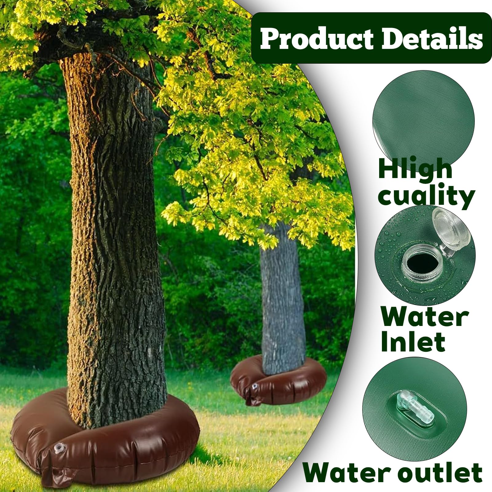 Sac D'arrosage pour Arbres, Pieux D'arrosage des Plantes, Sac D'arrosage pour Arbres, Dispositif D'irrigation Automatique, Sacs pour Arbres pour I'irrigation (90cm(78 L),Green 8 Pieces)