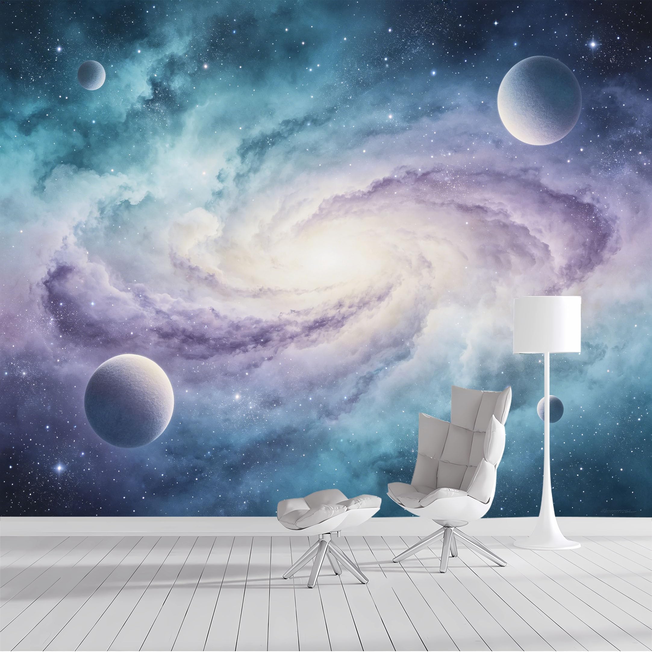 Custom Size Wall Mural Cosmic Nebula Galaxy Swirl Space Planet Starry Sky Watercolor SelfAdhesive Wall Fabric Removable Peel and Stick Wallpaper Wall Decor for Living Room Bedroom Bathroom