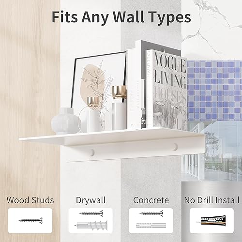 Miniatura 7 de Danpoo Estantes flotantes adhesivos para almacenamiento de pared, estantes de pared de metal, estantes de baño pequeños para montaje en pared, mini