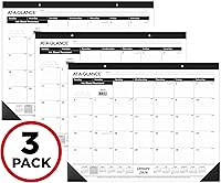 AT-A-GLANCE 2026 Monthly Desk Pad Calendar 21.75x17 Inch Large Ruled Blocks Ink Bleed Resistant 3-Pack