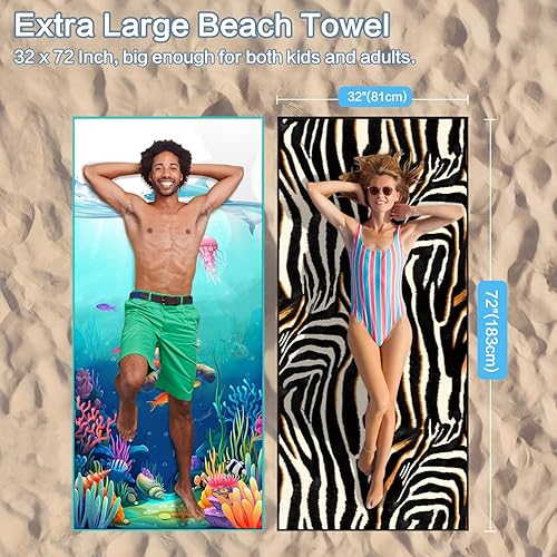 Miniatura 9 de Vimorco Toalla de playa azul, toalla de piscina de gran tamaño de 30 x 60 pulgadas, toalla de baño de microfibra absorbente súper suave para