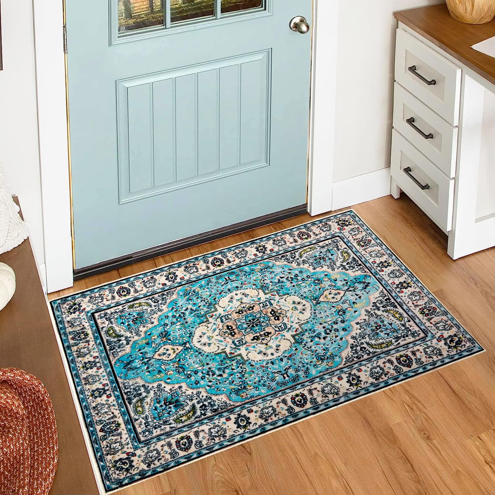 Area Rug 2x3 Washable Living Room Rug,Vintage Soft Area Rug Boho Area Rug,Non-Slip/Non-Shedding Print Floor Carpet for Dining Room,Bedroom