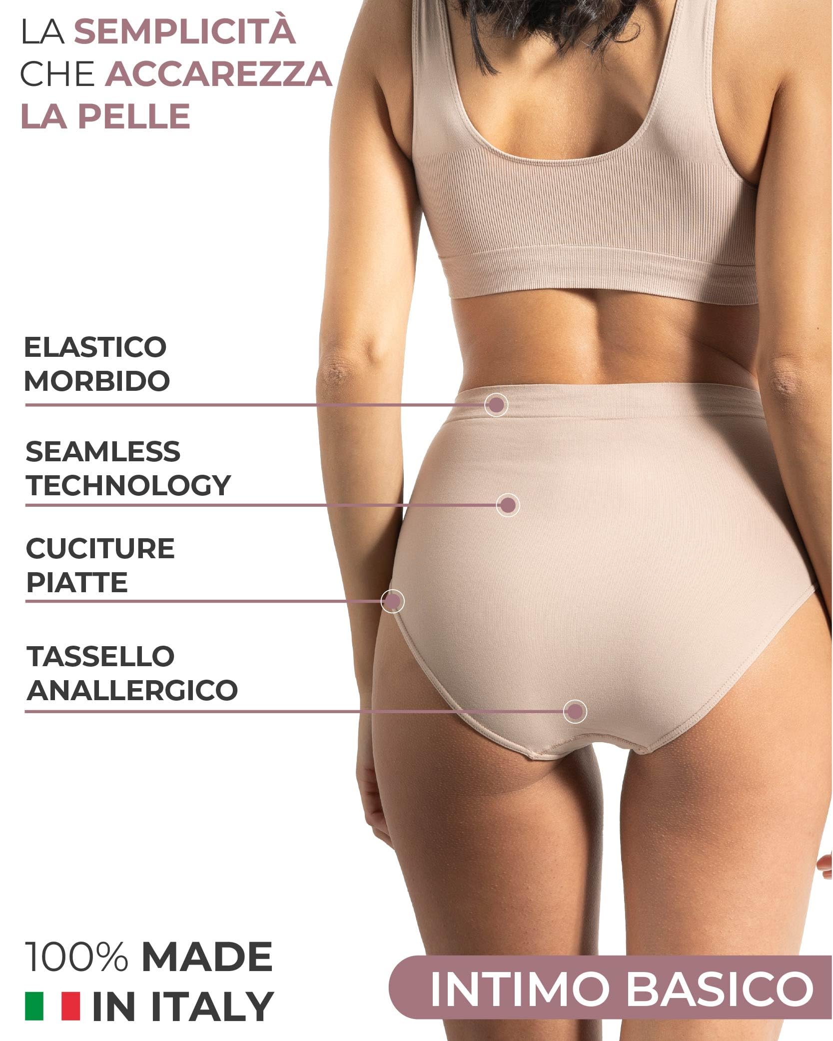 Risalti Slip Donna Vita Alta Microfibra Seamless 3Pz - Mutande Donna Senza Cuciture ed Etichette, Elasticizzate, Traspiranti, Intimo Morbido Effetto Seconda Pelle - Made in Italy
