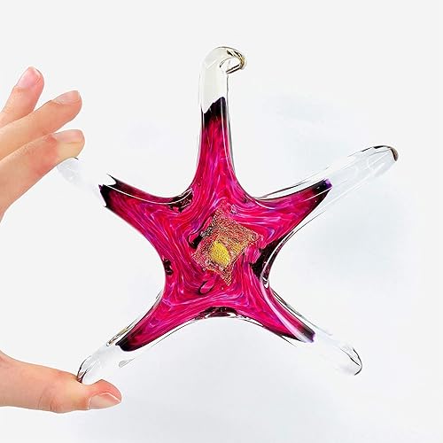 Miniatura 2 de Luke Adams Glass Estrella de piedra natal pequeña de cristal de 5 pulgadas  Atrapasoles hecho a mano  Estrellas de mar colgantes para decoración del