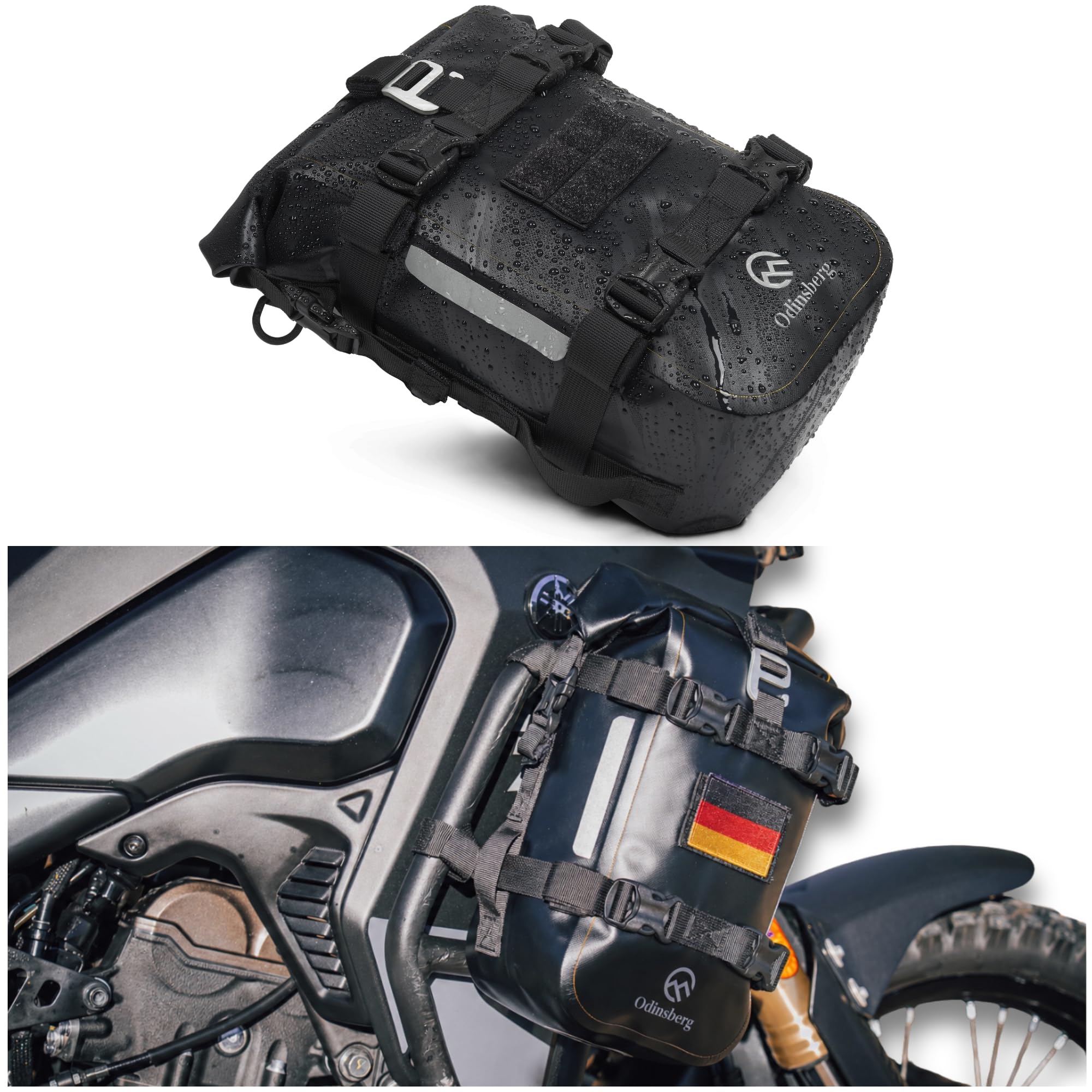 Odinsberg 7L Wasserdicht Hecktasche Motorrad | Sturzbügeltasche, Satteltasche, Sissybar Tasche, Seitentasche & Gepäcktasche | Kleine Motorradtasche für Enduro, Touring, Reise & Alltag