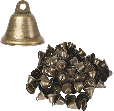80 Pcs Vintage Metal Jingle Bells, Mini Hanging Antique Bronze Bells for Christmas Decorations, Small Wind Chimes for Wedding Festival Crafts