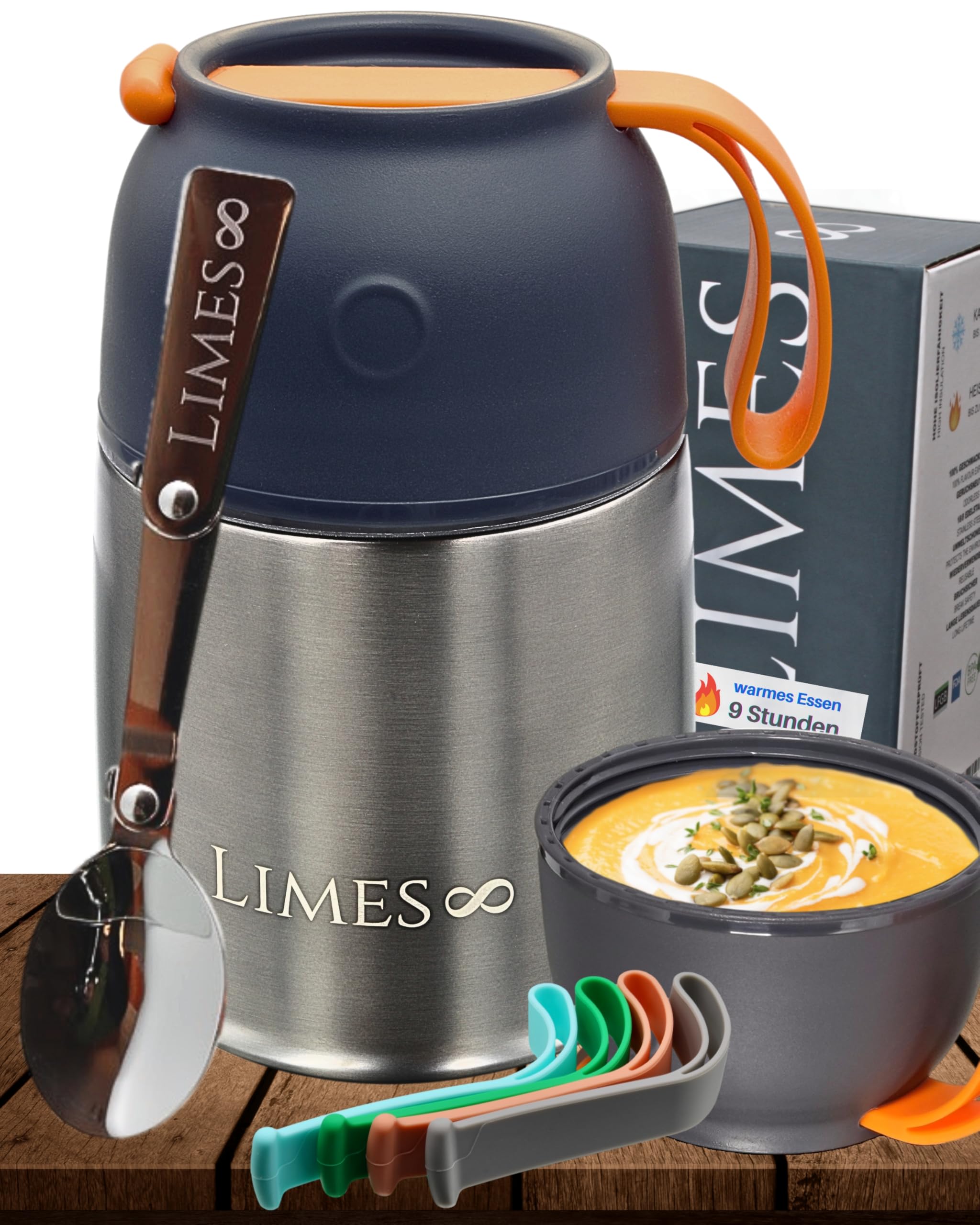 Boîte isotherme 500 ml en acier inoxydable de qualité supérieure, récipient alimentaire anti-fuite Cafe Chaud ou Froid (gris/orange 500 ml Boîte isotherme 500 ml en acier inoxydable de qualité supérieure, récipient alimentaire anti-fuite Cafe Chaud ou Froid (gris/orange 500 ml