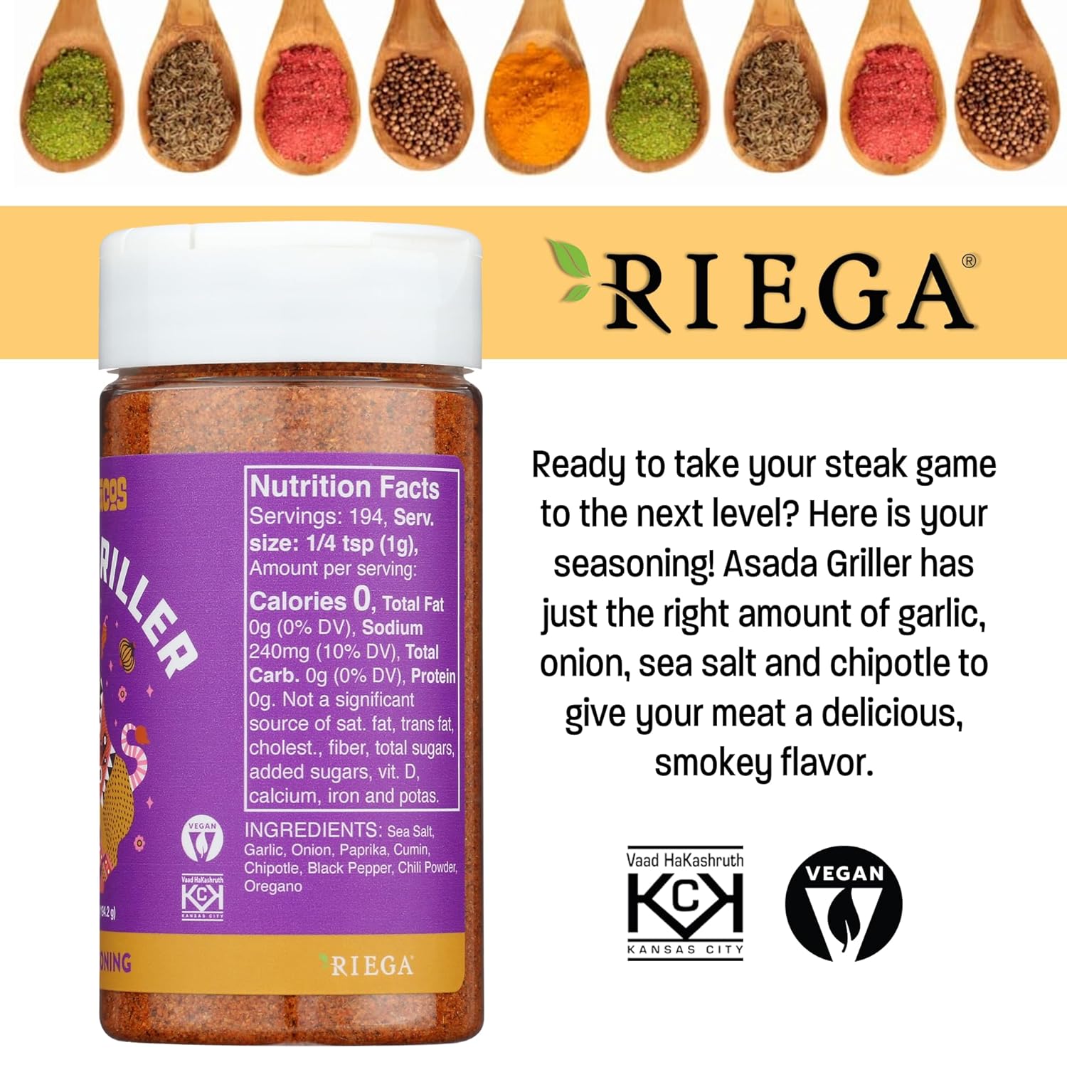 Riega Grill Seasoning Sampler 3 Pack - Asada, Vaquero Steak, and Pollo Rojo