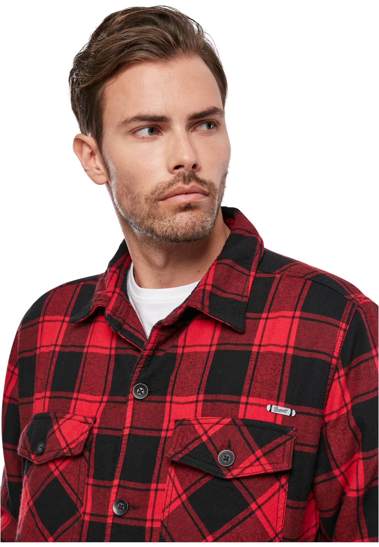 Brandit Chaqueta Leñador Hombre Chaqueta entre-tiempo negro/rojo