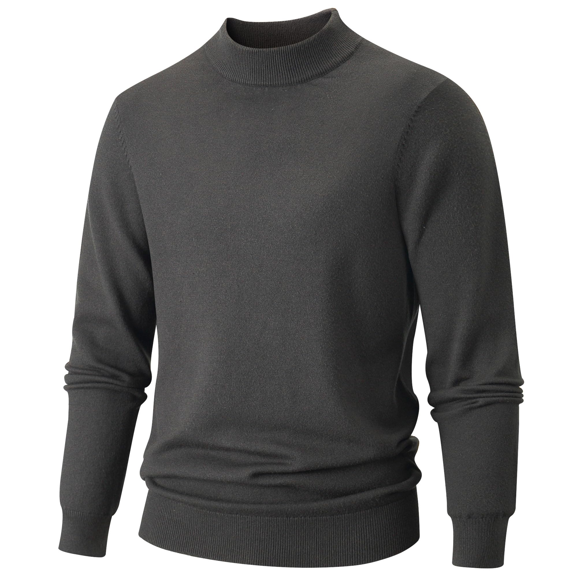 VEIISAR Herren Stehkragenpullover 360g - Dicke Variante - Pullover Wärme für Herbst/Winter - Weicher Bequemer Strickpullover (Dunkelgrau L)