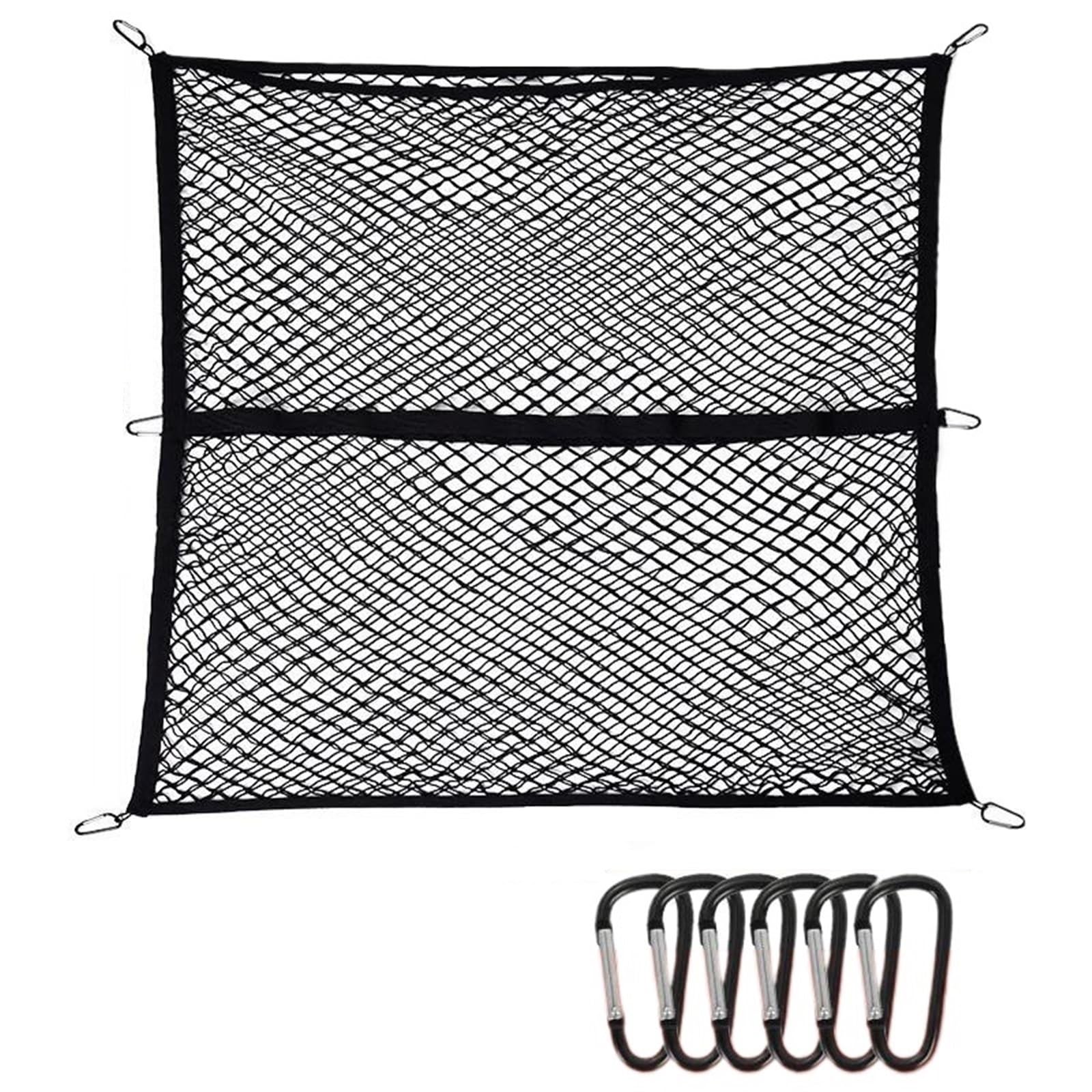 Redes de almacenaje para Coche Red De Carga Elástica De 120 X 120 Cm Organizador De Malla para Caja Camioneta Ideal para Camionetas Ligeras Uso Diario Red Elástica Maletero(Doble Capa)