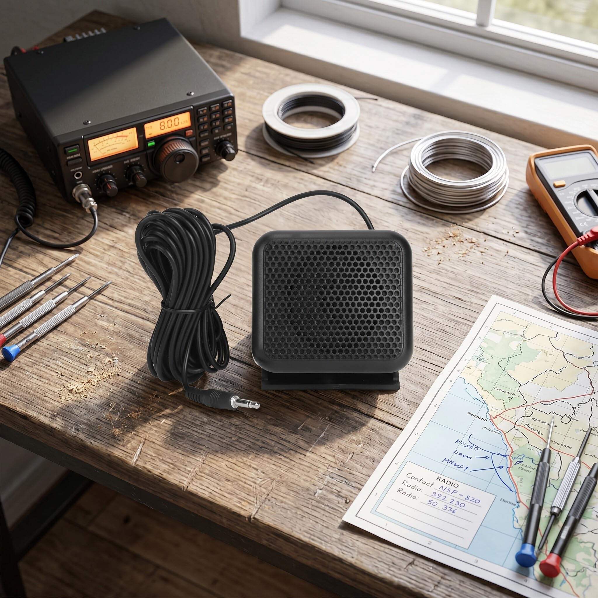 Mini Altavoz Externo CB Radio Altavoz Externo, NSP-100 Radio de Dos Vías CB Radio de Coche, Altavoz Externo Micrófono de Radio Móvil, Altavoz de Radio Rectangular Apto para Yaesu