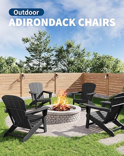 Miniatura 5 de Silla Adirondack moderna de plástico de polietileno de alta densidad  Silla de chimenea de madera de polietileno de gran tamaño de 380 libras,