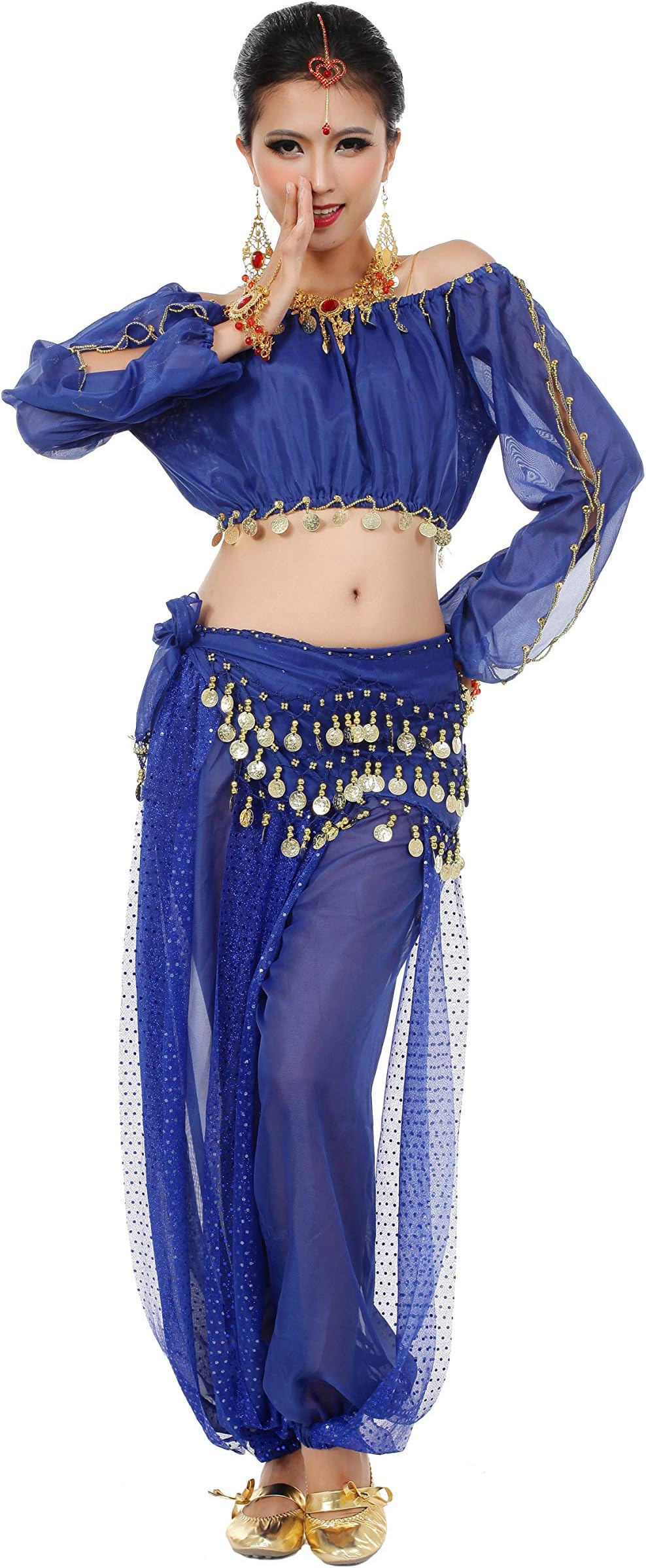 Maylong Womens Harem Pants Belly Dance Outfit Halloween Costume DW29 (Royal Blue)